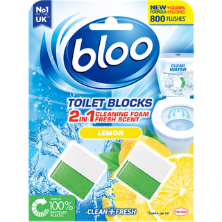 Blooo 2-in-1 Schiuma detergente Fresh Scent Lemon Cubetto per WC - 2 x 50 g