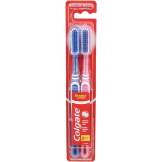 Colgate Double Action Spazzolino Medio 18 cm – 2 Pezzi