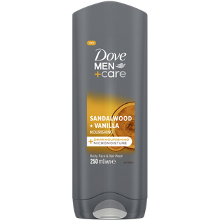 Dove Men+Care Sandalwood + Vanilla Nourishing Body, Face & Hair Wash - 250 ml