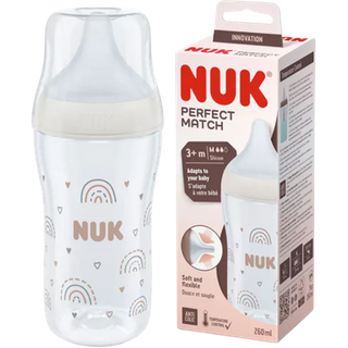 NUK Perfect Match Rainbow Temperature Control Medium Size Feeding Bottle – 260 ml