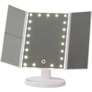 Specchio da Trucco LED Pieghevole a Tre Ante con Ingrandimento