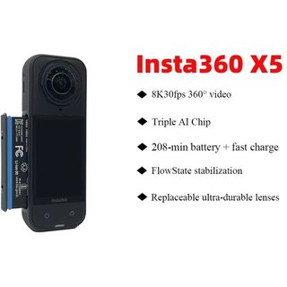 Insta360 X5 8K VR 360° Sports Action Camera | Waterproof to 15m, AI, PureVideo Night Mode