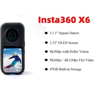 Insta360 X6 8K 360° Action Camera with AI Editing for Cycling Skiing Travel and Content Creation