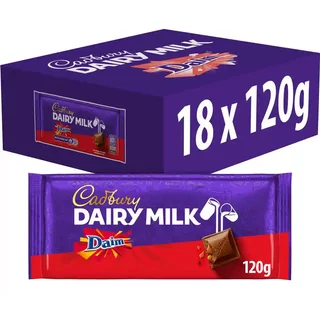 Cadbury Dairy Milk Chocolate Bar with Daim 120g (Box of 18)