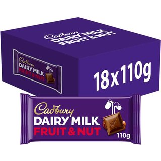 Cadbury Dairy Milk Fruit & Nut Chocolate Bar 110g (Box of 18)