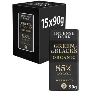 Green & Black's Organic Dark 85% Chocolate Bar 90g (Box of 15)