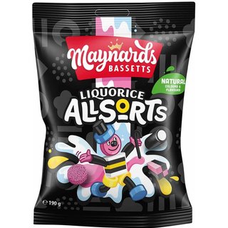 Maynards Bassetts Liquorice Allsorts Bag 130g (Box of 10)