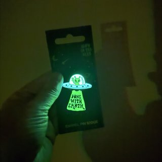 Glow in the Dark UFO & Alien Enamel Pin Badge / Brooch