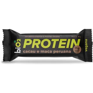 Barra de Proteína Sabor Cacau e Maca Peruana Vegana Sem Glúten biO2 45 g