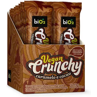 Barra de Cereais Sabor Caramelo e Cacau biO2 Vegan Crunchy 28 g