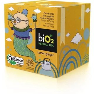 Chá Limão e Gengibre Orgânico biO2 Herbal Tea Caixa com 13 Sachês