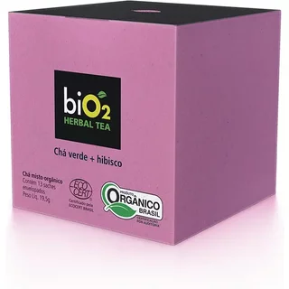 Chá Verde e Hibisco biO2 Herbal Tea Caixa com 13 Sachês