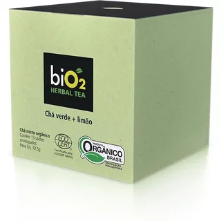 Chá Verde e Limão biO2 Herbal Tea Caixa com 13 Sachês