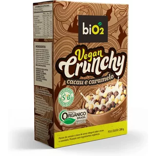 Cereal Matinal Orgânico Saudável Sem Glúten Cacau e Caramelo biO2 Vegan Crunchy 200 g