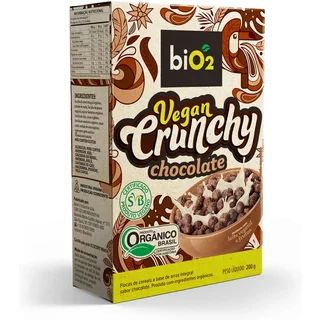 Cereal Matinal Orgânico Saudável Sem Glúten Chocolate biO2 Vegan Crunchy 200 g