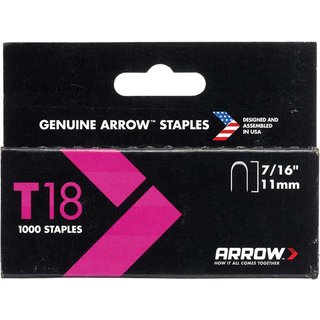 Arrow T18 Staples 11mm (7/16in) (Box 1000) A187