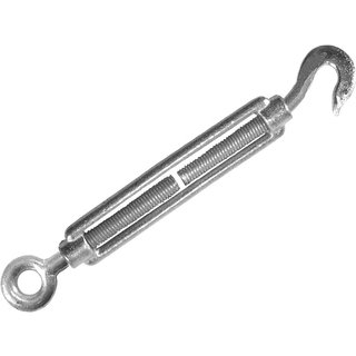 Faithfull Straining Screw 6mm Hook & Eye Galvanised 89mm (Pack 2) FAICHSCREW6