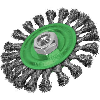Faithfull Flat Twist Knot Wire Brush 115 x 12mm M14x2 Bore, 0.35mm Stainless Steel Wire FAIWBCT115S