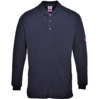 Modaflame Mens Flame Resistant Antistatic Long Sleeve Polo Shirt Navy 4XL