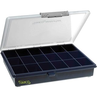 Raaco Assortment box 240x195x43mm, 2l capacity, blue polypropylene, 18 compartments, Pocketbox PCS 5 by 136167