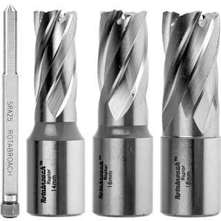 Rotabroach 3 Piece Raptor E Mag Drill Hole Cutter Set and Pilot
