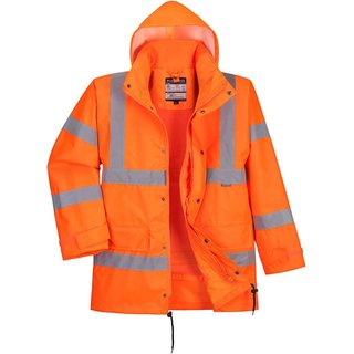 Oxford Weave 300D Hi Vis Breathable Interactive Rain Traffic Jacket Orange 2XL