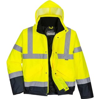 Oxford Weave 300D Class 3 Two Tone Hi Vis Bomber Jacket Yellow / Navy 2XL