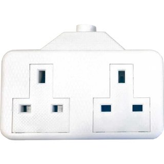 SMJ White Trailing Extension Socket 13A 2-Gang RTS2GW