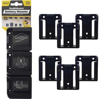 Stealth Mounts 6 Pack Battery Mounts for DeWalt 12V XR Batteries Black