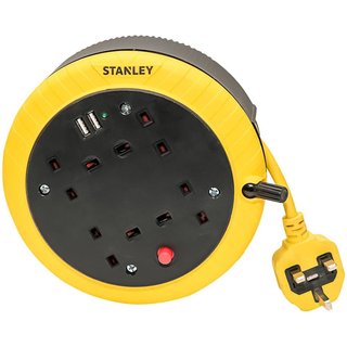 STANLEY® Electrical Cable Reel 240V 13A 4-Socket + 2 USB 5m SXECGK2OHJE