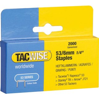 Tacwise 53 Light-Duty Staples 10mm (Type JT21 A) (Pack 2000) 0336