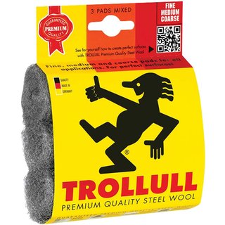 Trollull Steel Wool Pads, Assorted Grades (Pack 3) TRL770834