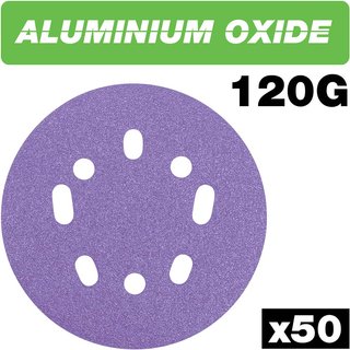 Trend Aluminium Oxide Random Orbital Sanding Disc 125mm 125mm 120g Pack of 50