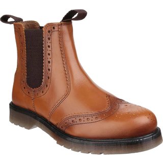 Amblers Mens Dalby Pull On Brogue Boots Tan Size 3