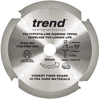 Trend Cement Fibreboard PCD Cutting Saw Blade 160mm 4T 20mm