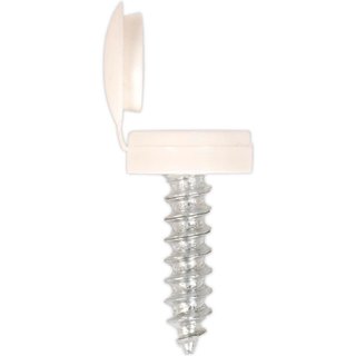 Sealey Number Plate Screws and White Flip Caps 4.2mm 19mm Pack of 50