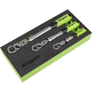 Siegen 3 Piece Extendable Flexi Head Ratchet Set Combination