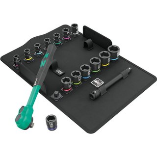 Wera 8100 SB 12 Zyklop Comfort 16 Piece 3/8" Drive Hexagon Impact Socket Set 3/8"