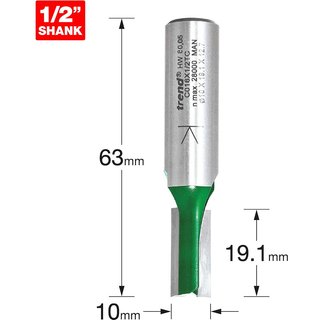 Trend CRAFTPRO Two Flute Straight Router Cutter 10mm 19.1mm 1/2"