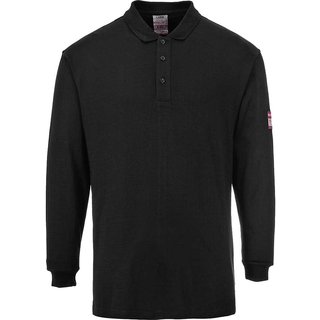 Modaflame Mens Flame Resistant Antistatic Long Sleeve Polo Shirt Black S