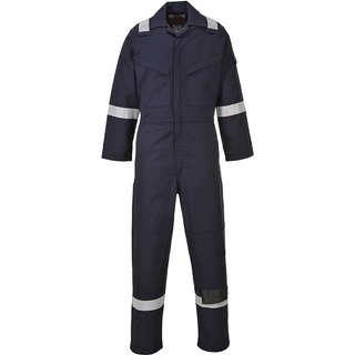 BizFlame Mens Aberdeen Flame Resistant Antistatic Coverall Navy Blue 4XL 32"