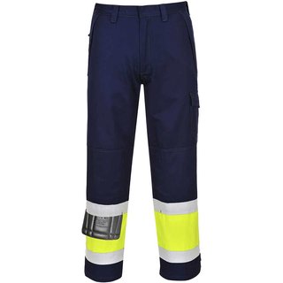 Modaflame Mens Flame Resistant Hi Vis Trousers Yellow / Navy 3XL 32"