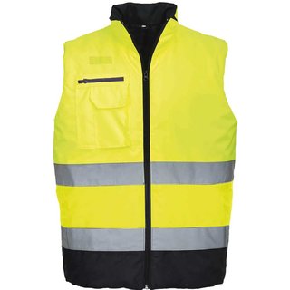 Oxford Weave 300D Class 2 Two Tone Hi Vis Bodywarmer Yellow / Navy S