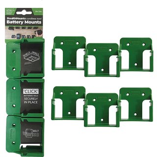 Stealth Mounts 6 Pack Battery Mounts for Metabo 18V Batteries Green