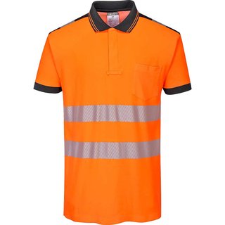 Portwest PW3 Hi Vis Cotton Comfort Polo Short Sleeve Shirt Orange / Black XS