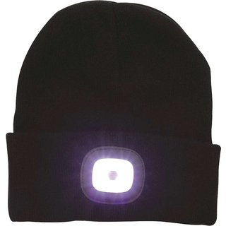 Town and Country Beanie Hat and Rechargeable LED Head Torch Black One Size