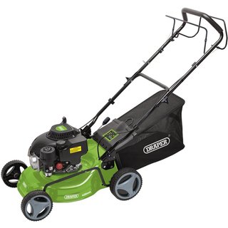 Draper 430mm 132cc Steel Deck Petrol Lawn Mower - Green, Green