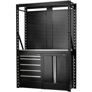 Bunker 15 Piece Modular Storage System and Stainless Steel Workbench 1.5m