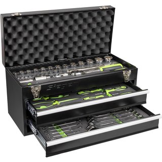 Siegen 2 Drawer Tool Chest + 90 Piece Tool Kit Black