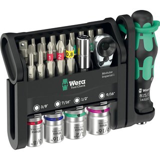 Wera Tool Check 21 Piece Modular Screwdriver and 1/4" Drive Socket Set Imperial 1/4"